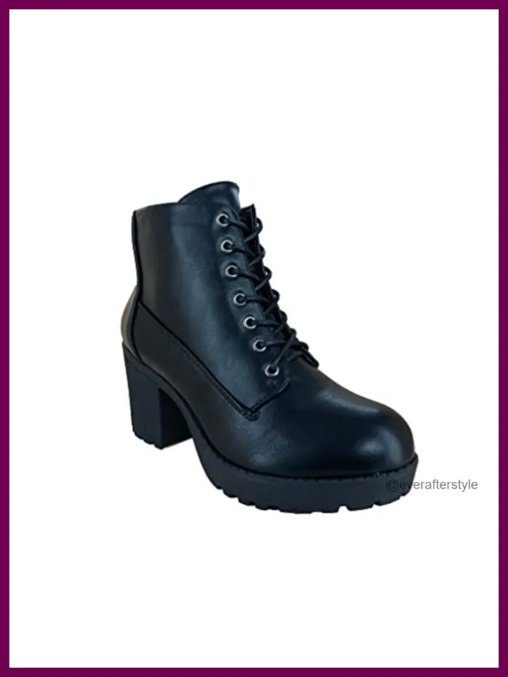 REVOL Women's Melanie Ankle Bootie Chunky Heeled Lace Up Combat Boot